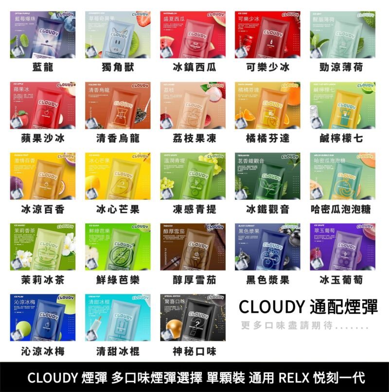 1合集 【RELX一代煙彈】CLOUDY煙彈 雲朵 cloudy 多口味煙彈選擇 單顆裝 正品 CLOUDY 單顆煙彈