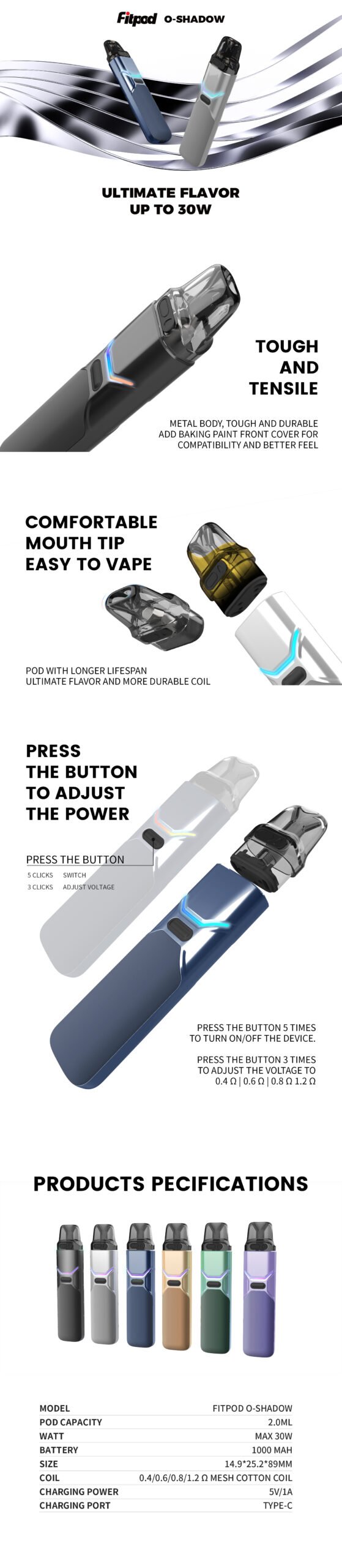 C17 详情页 【小煙主機】🔥 FITPOD O-SHADOW 小蠻牛|一機玩轉所有口感!